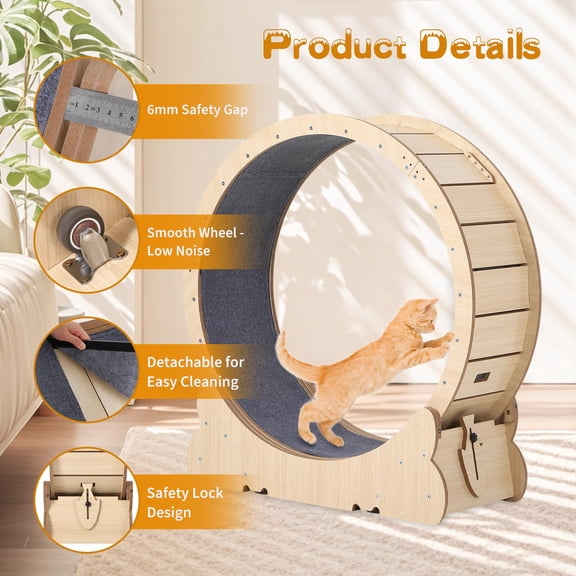 Silent Cat Exercise Wheel – Sturdy Running Toy for Indoor Cats Supports Multiple Cats up to 45lbs