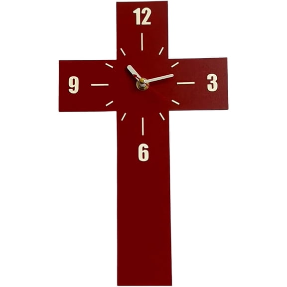 Silent Cross Wall Clock - Non Ticking Religious Wall Clock, Battery Operated, Large Farmhouse & Christian Decor for Kitchen, Bedroom, Church, Office, Bathroom(XX)