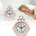 thumbnail image 1 of Silent Desktop Alarm Clock, Hexagonal Desk Table Clock Small Wake Up Alarm Clock Battery Operated Loud Ringing Bell Alarm Clock,E, 1 of 6