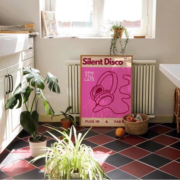Silent Disco Poster Wall Art Retro Music Poster Disco Wall Art 80S 90S Inspired Disco Wall Decor Dance Party Poster Music Poster, Poster Only