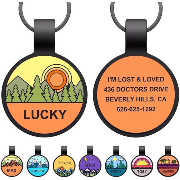 Silent Dog Tag Personalized Engraved with Name Rubber Lightweight Waterproof Rustproof Silicone Pet ID Tag for Dogs Cats Soundless Round Pet Name Tag with Free Engraving