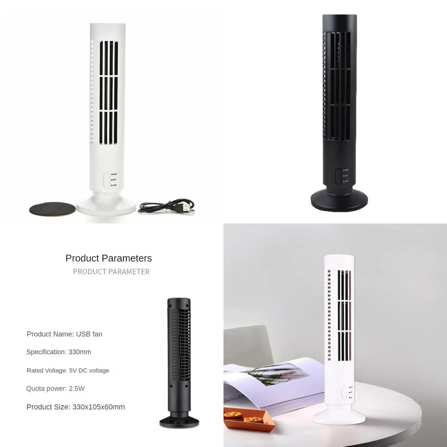 Silent and Efficient USB Powered Small Bladeless Cylinder Tower Fan ...