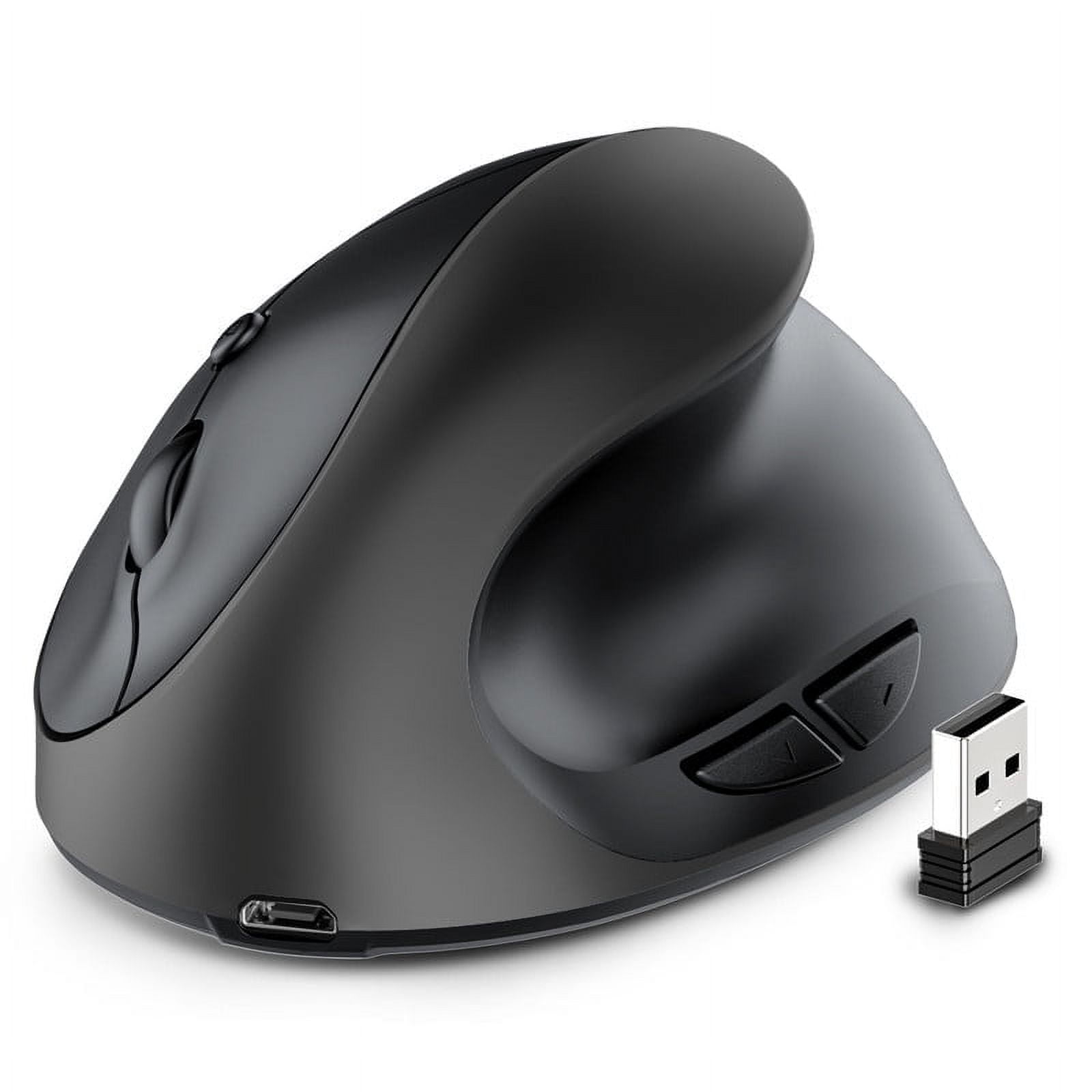 Silent Ergonomic Optical Vertical Wireless Mouse Rechargeable 2.4GHz + Bluetooth Type-c 2.4G Black Charging Model