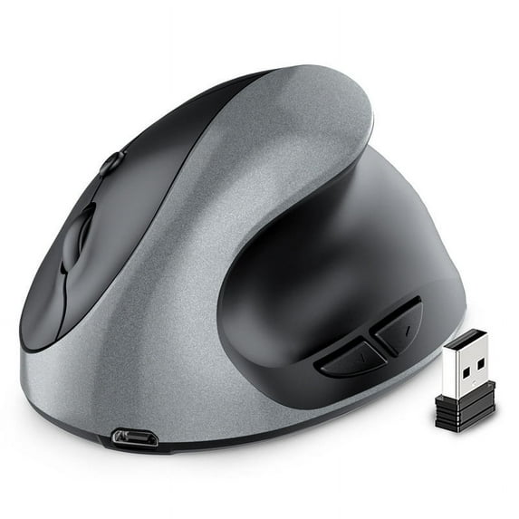 Silent Ergonomic Optical Vertical Wireless Mouse Rechargeable 2.4GHz + Bluetooth Type-c 2.4G Silver Black Charging Model
