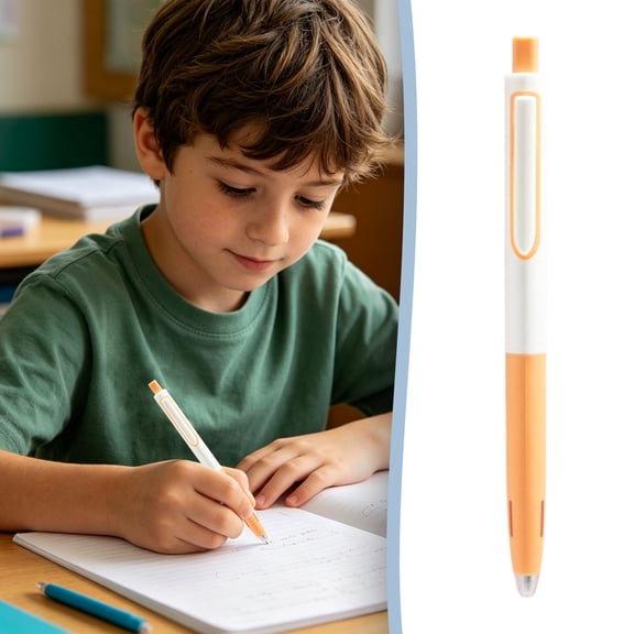 Silent Gel Pen 0.5mm - Space Capsule Design - Quick Drying Smooth Writing - Low Noise Click Pen - Exam Writing Pen - Sunset Orange