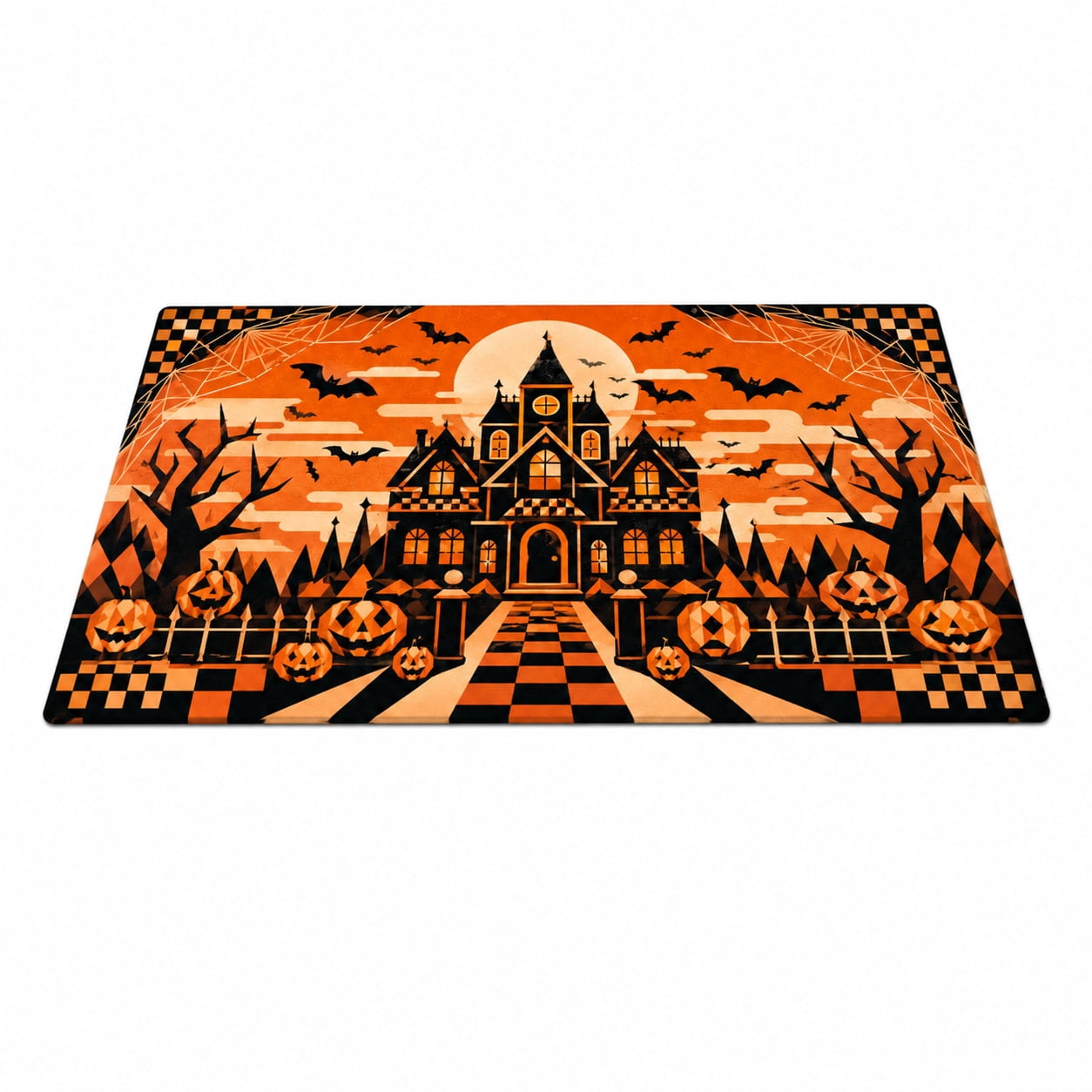 Borderd Rugs Silent Gothic Manor Web Border Rectangle Rug for Home Office Spooky ...