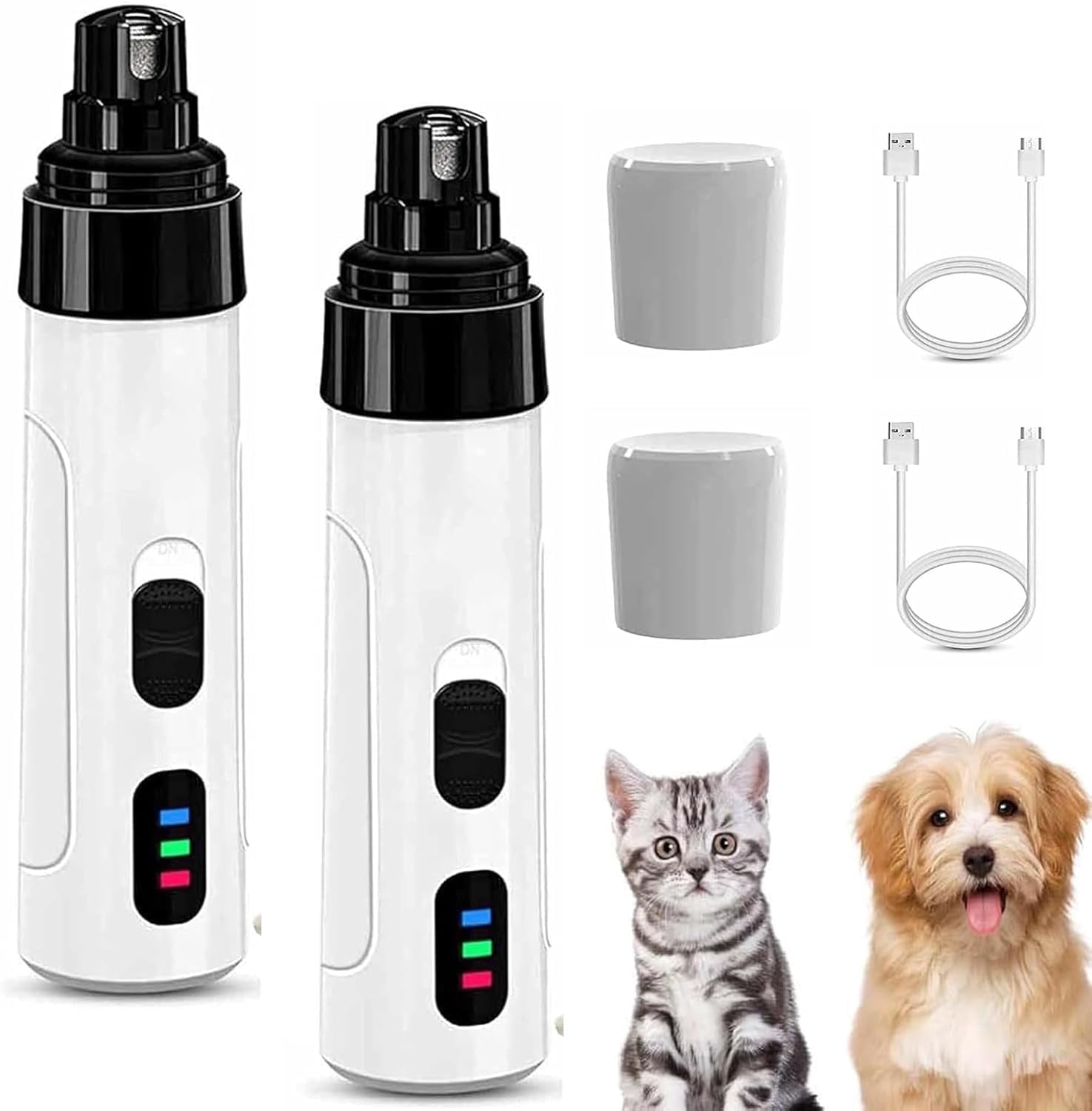 Silent Groom Pro, Silent Grind Pro Dog Nail Trimmer, Silent Grind Pro for Dogs, Dog Nail Grinder Rechargeable, Electric Pet Nail Trimmer (2pcs)