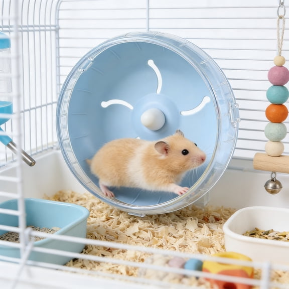 Silent Hamster Exercise Wheel with Stand, Quiet Small Animal Running Wheel Non Slip Track, Safe Cage Accessories for Hamster Gerbil Mouse Easy Install Easy Clean Durable Use
