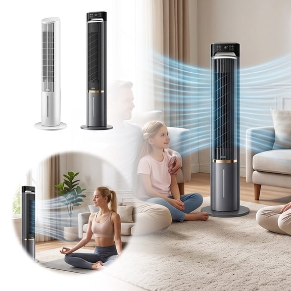 Silent Humidifying USB Tower Fan with BLDC Brushless Motor, 3 Speed Wide Oscillation Water-Cooled Desktop Cooling Fan, Energy Saving for Home Office Dorm Desk