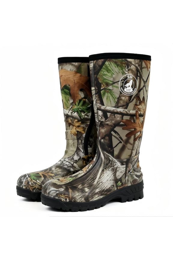 Mens Waterproof Hunting Boots, Insulated Rubber Neoprene Boots