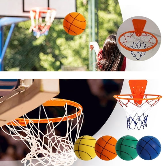Silent Indoor Basketball Set Foam Quiet Basketball & 11.8" High Density Easy Grip for Indoor Sports Home Activities