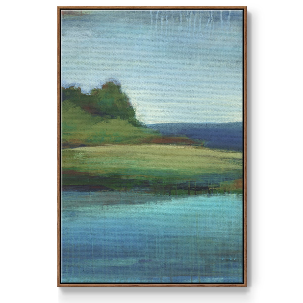 Silent Lakeside I Framed Premium Gallery Wrapped Canvas - Ready to Hang - 27 x 41 - Walnut Floating Frame