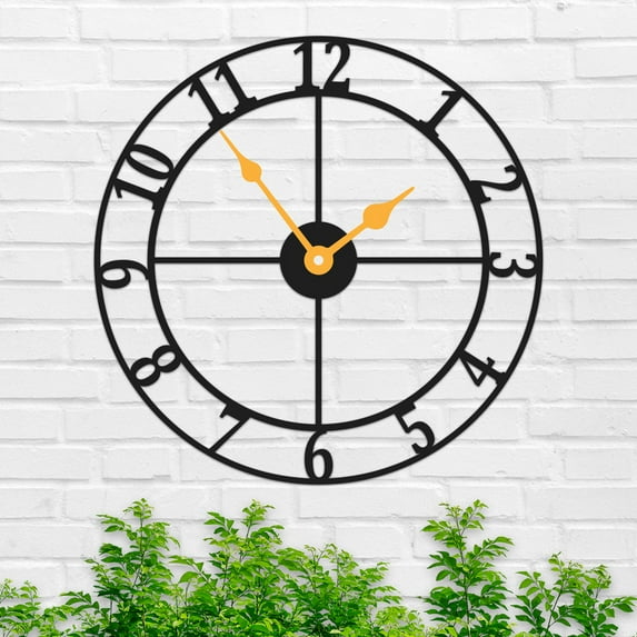 Silent Metal Large Wall Clock,Digital Clock Metal Wall Art,For Living Room Bedroom Wall Hanging Decor Metal Sign,Housewarming Gift,Xmas Gift