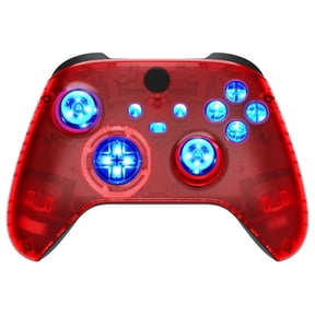 Silent Modz Custom Modded Controller 7 LED Colors Trigger Stopper w/Pro Grips compatible with Xbox Series S, Xbox Series X, Xbox One, and Windows (Clear Red)