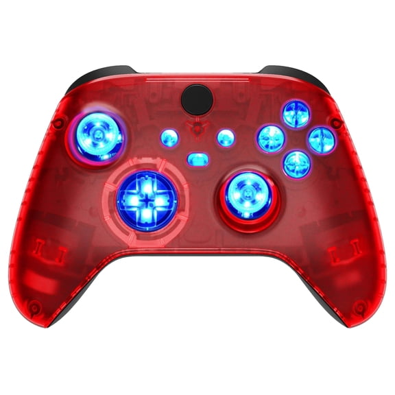 Silent Modz Custom Modded Controller 7 LED Colors Trigger Stopper w/Pro Grips compatible with Xbox Series S, Xbox Series X, Xbox One, and Windows (Clear Red)