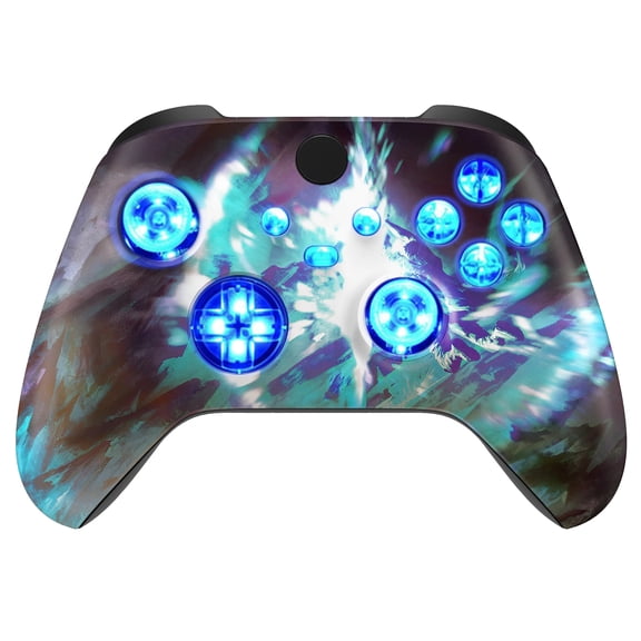 Silent Modz Custom Modded Controller 7 LED Colors Trigger Stopper w/Pro Grips compatible with Xbox Series S, Xbox Series X, Xbox One, and Windows (Crystal Fantasy)