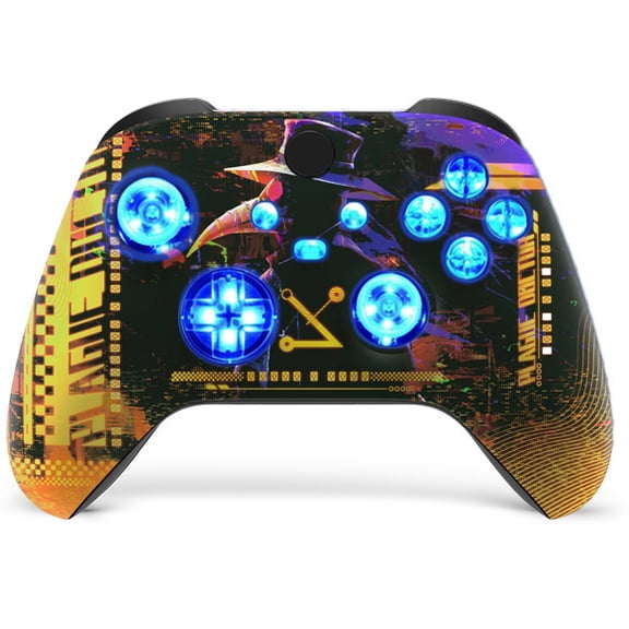 Silent Modz Custom Modded Controller 7 LED Colors Trigger Stopper w/Pro Grips compatible with Xbox Series S, Xbox Series X, Xbox One, and Windows (Cyber Plague)