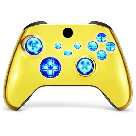 Silent Modz Custom Modded Controller 7 LED Colors Trigger Stopper w/Pro Grips compatible with Xbox Series S, Xbox Series X, Xbox One, and Windows (Gold Chrome)