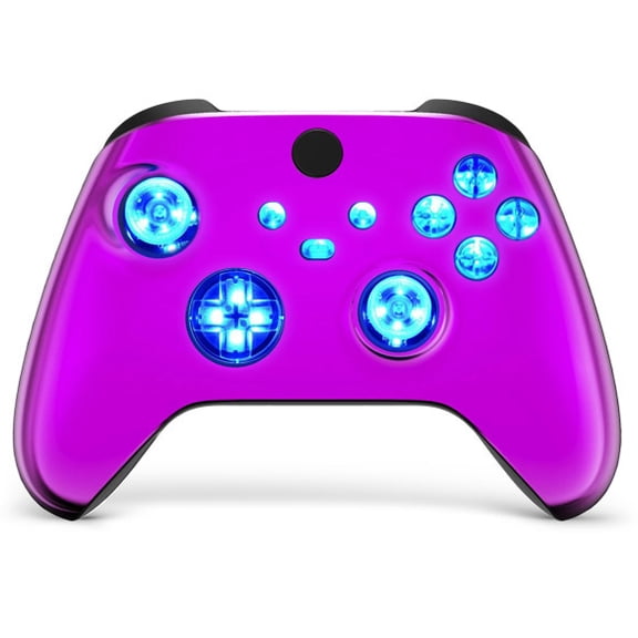 Silent Modz Custom Modded Controller 7 LED Colors Trigger Stopper w/Pro Grips compatible with Xbox Series S, Xbox Series X, Xbox One, and Windows (Purple Chrome)