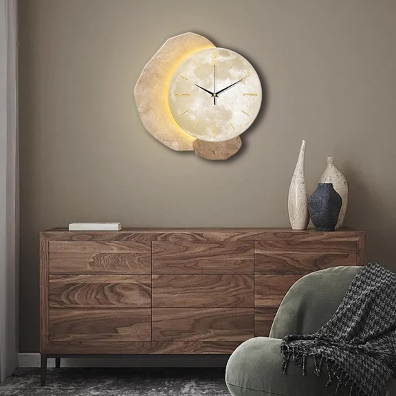 Silent Moon Wall Clock Non Ticking Battery Operated with Adjustable Night Light Operated by USB/Batteries for Living Room Bedroom Decor (Moon)$$Home Decor, Kitchen, & Other