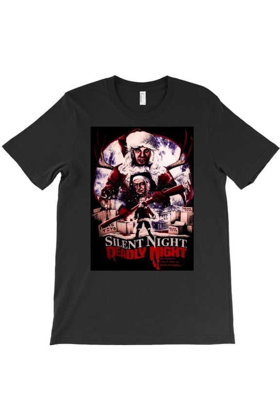 Silent Night Deadly Funny Holiday Horror Movie Graphic T-Shirt G8642, Up to 5XL