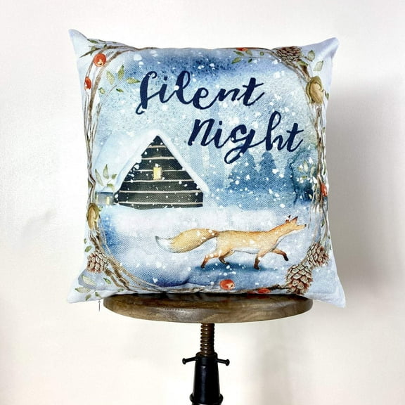 Silent Night | Fox | Merry Christmas | Throw Pillow | Christmas Pillow | Home Decor | Christmas Décor | Christmas Gift | Decorative Throw Pillows