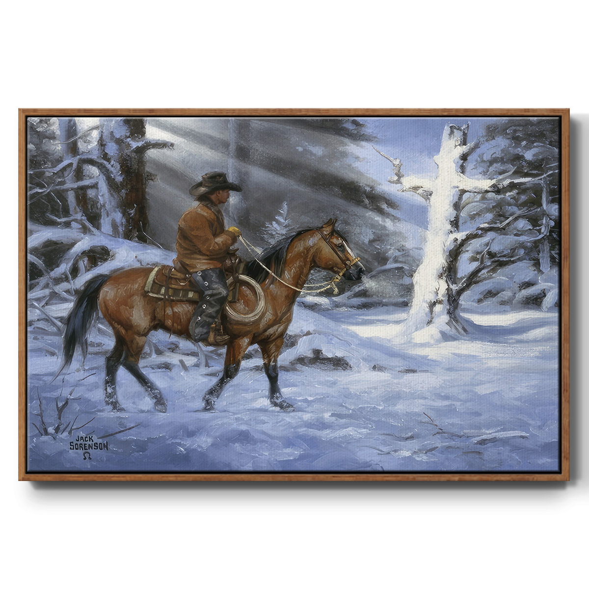 Silent Night, Holy Night - Framed Gallery Wrapped Holiday Canvas - 17 x 25 - Rosewood Frame