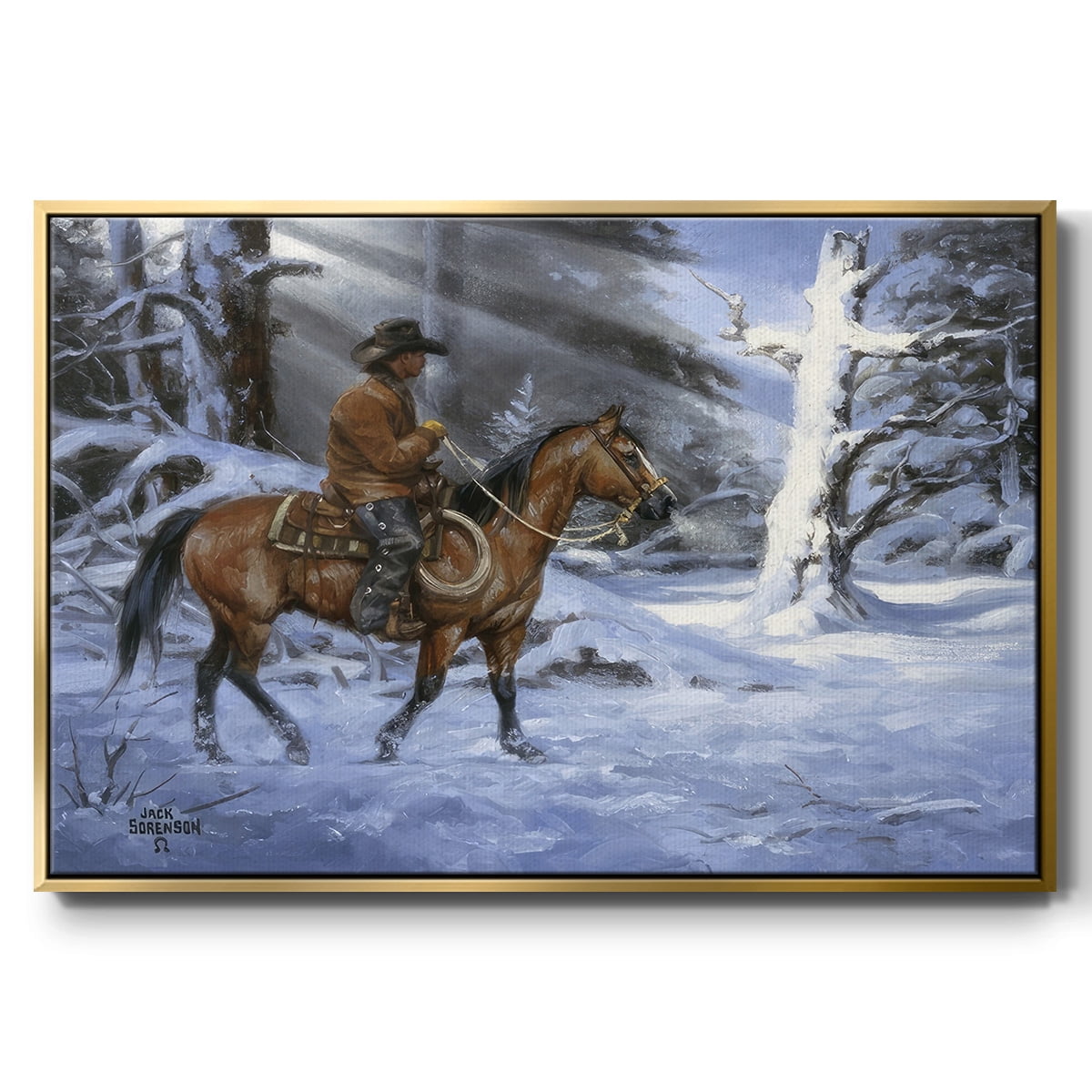 Silent Night, Holy Night - Framed Gallery Wrapped Holiday Canvas - 25 x 37 - Gold Frame