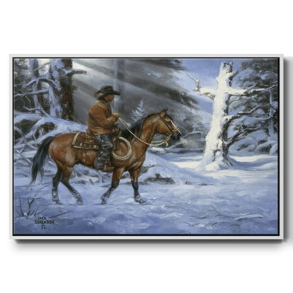 Silent Night, Holy Night - Framed Gallery Wrapped Holiday Canvas - 25 x 37 - White Frame