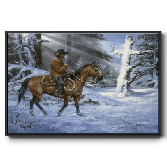 Silent Night, Holy Night - Framed Gallery Wrapped Holiday Canvas - 27 x 41 - Black Frame