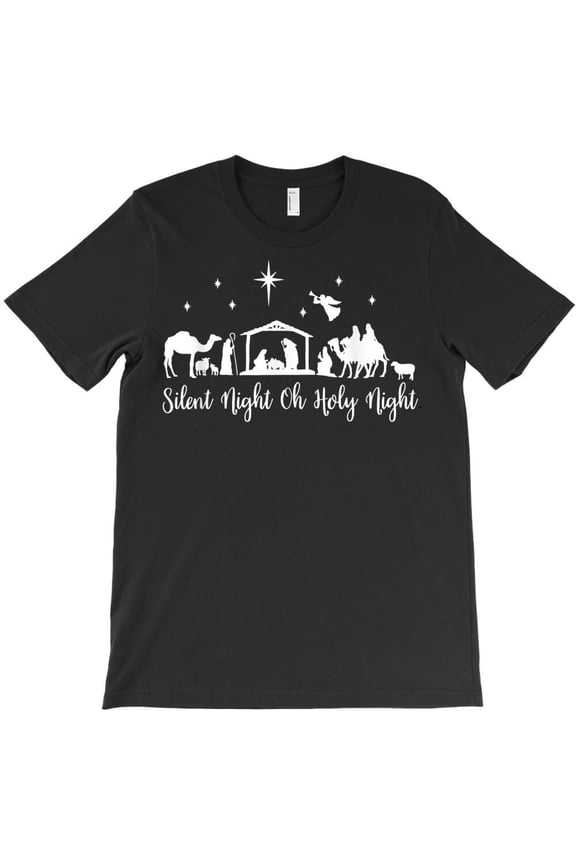 Silent Night Holy Night Funny Nativity Religious Christmas Holiday Graphic - High Quality, H2950 Unisex T-Shirt, Up to 5XL Available