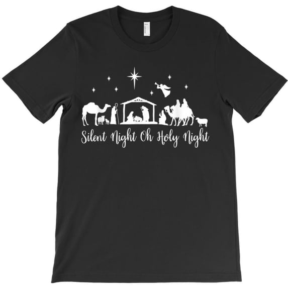 Silent Night Holy Night Funny Nativity Religious Christmas Holiday Graphic T-Shirt - Trending Now G8660, Up to 5XL