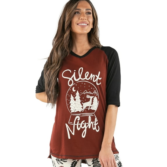 Silent Night LazyOne Women's Leggings and Tees, Pajama Separates, Cozy Loungewear for Women, Reindeer, Christmas (Medium)