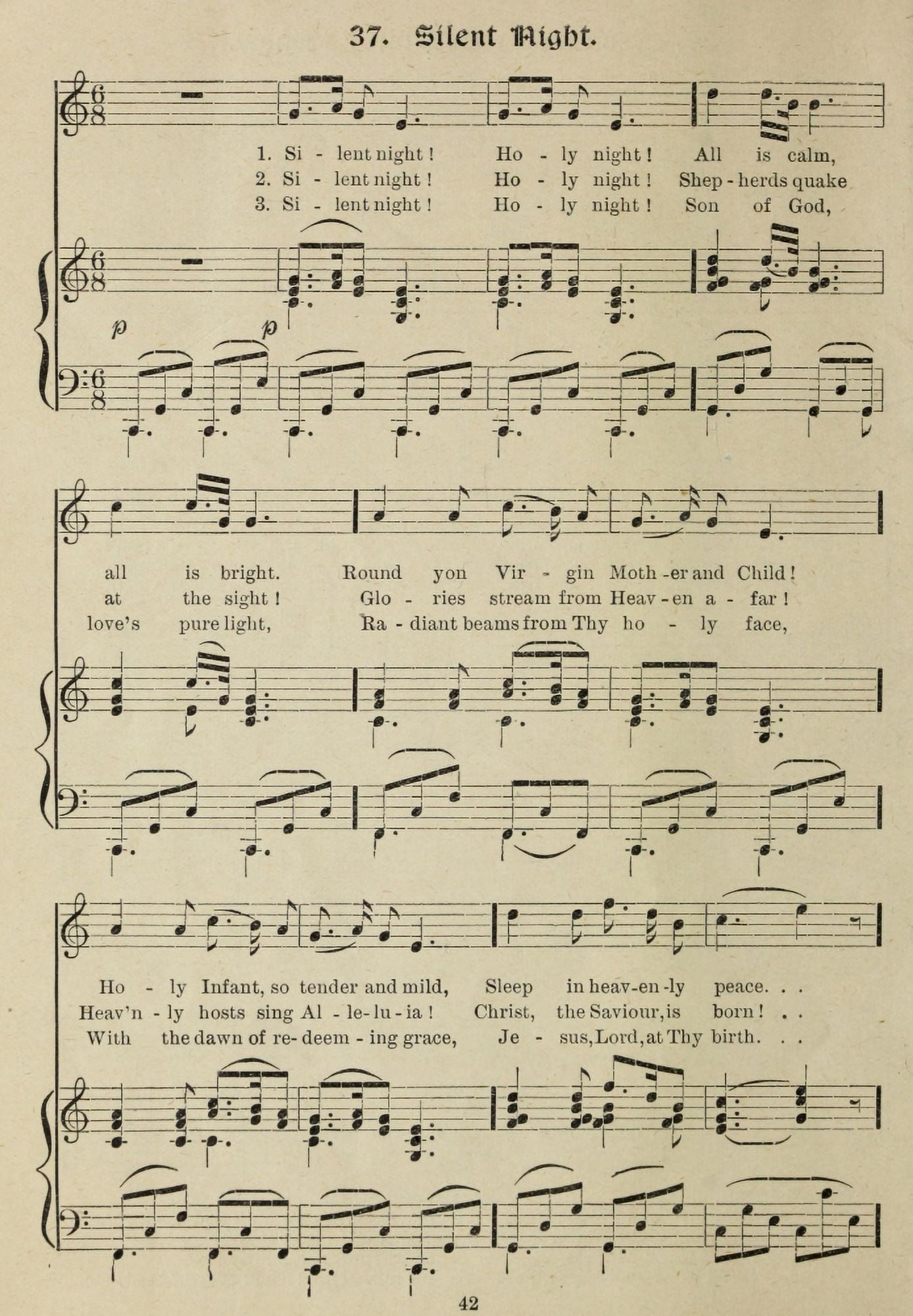 Silent Night Michael Haydn Gems of Christmas Song 1910 Canvas Art - (24 x 36)