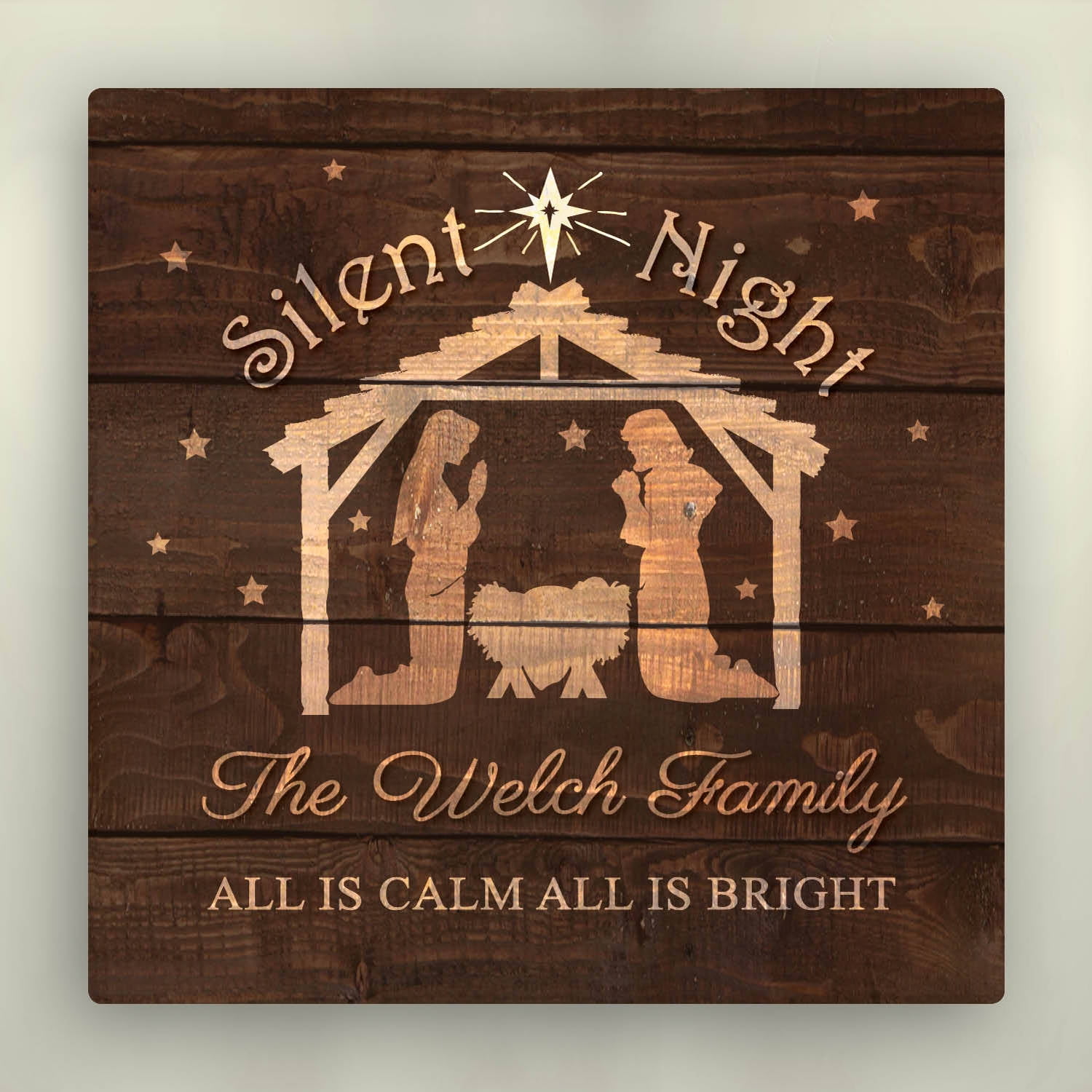 Silent Night Personalized 12" x 12" or 16" x 16" Canvas