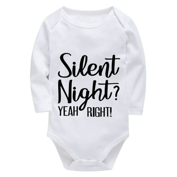 Silent Night Yeah Right Home from The Hospital Outfit Boy Long Sleeve Baby Boy Newborn Coming Home White Baby Onesie 12 Mont