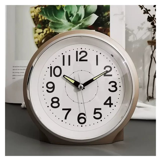 Silent No Ticking Analog Alarm Clock with Night Light, Easy to Set, Gentle Wake, AA Battery