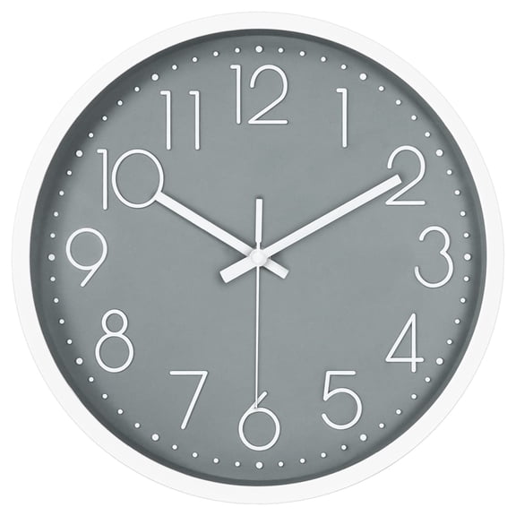 Silent Non-Ticking 12in Battery Operated Wall Clock - Easy to Read with HD Glass Cover & ABS Frame - Perfect for Kitchen, Living Room, Office, Classroom Decor