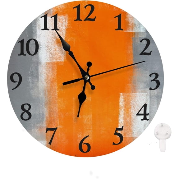 Silent Non Ticking Clock 10 Inch, Round Wall Clock,Decorative for Living Room, Kitchen, Home,Bathroom, Bedroom, Office or School, Coffee Cup on Wooden