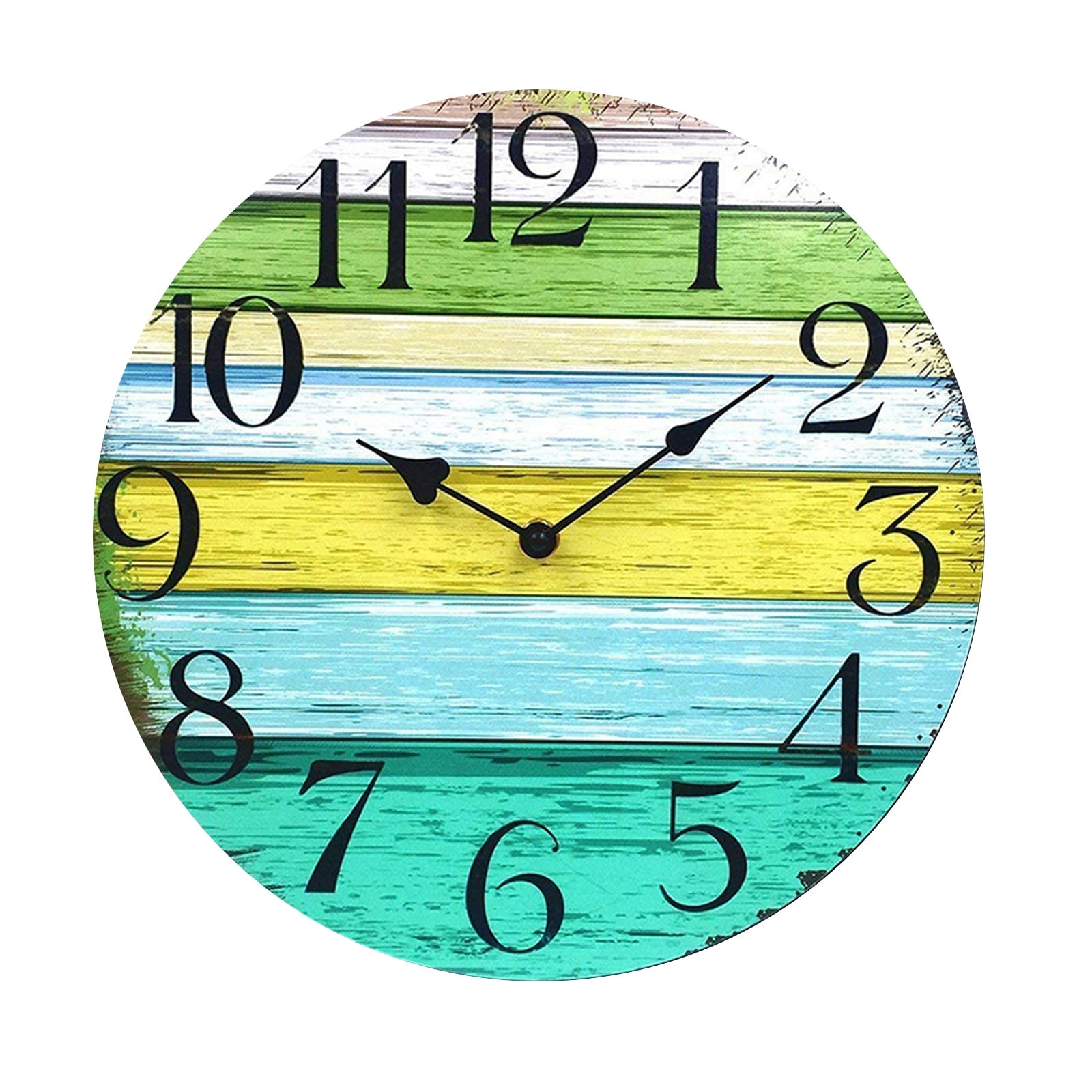 Silent Non-Ticking Wood Wall Clock 10-Inch, Rustic Vintage Round Analog ...