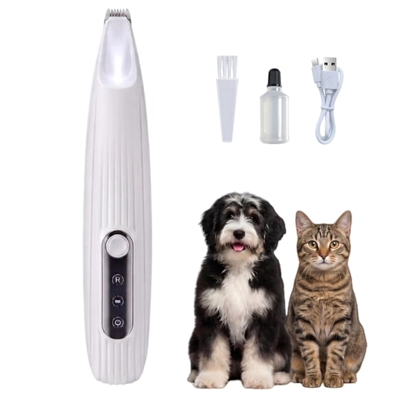 Silent Pet Paw Trimmer | Cordless Shaver for Dogs, Cats, Big & Small Animals with Light | Rechargeable Home and Salon Grooming Tool for Paws, Face, Ears, Butt