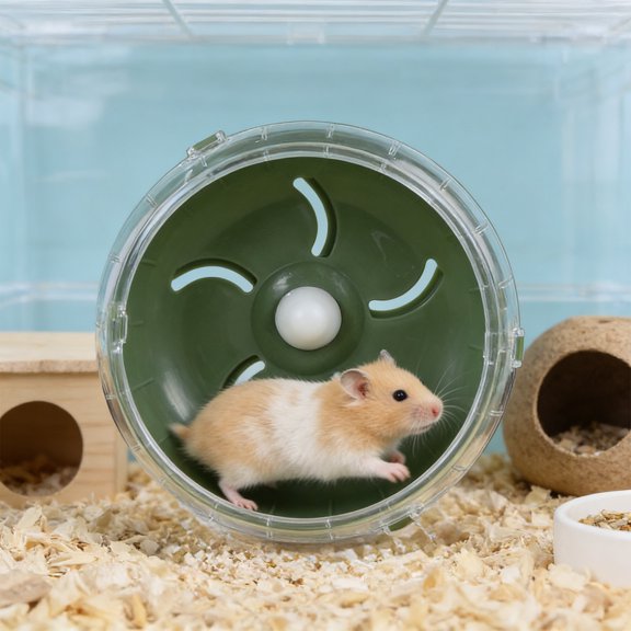 Silent Plastic Running Wheel for Hamster Gerbil Small Animals Exercise Wheel with Non-Slip Track for Cage Accessories, Green, by IHXORA