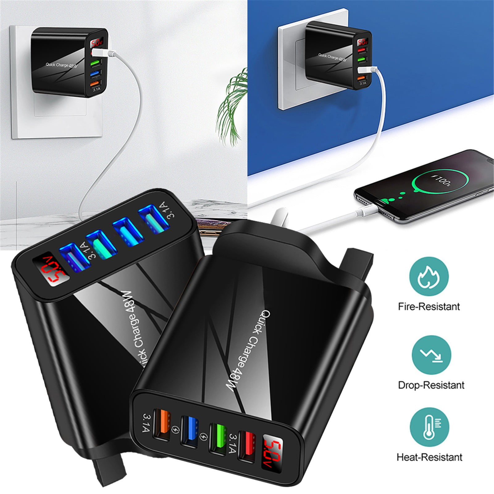 Silent Plug Pack of Chargers 2 Plug Lighted Plug Adapter Charge for