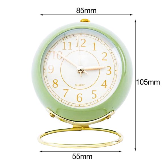 Silent Quartz Cabochon Alarm Clock With Metal Base - Stylish Home Decor