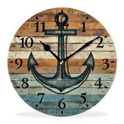 Silent Quartz Wall Clocks Non-Ticking Battery Operated Battery Operated Modern Wall Clocks for Office-Rustic Nautical Anchor12inch