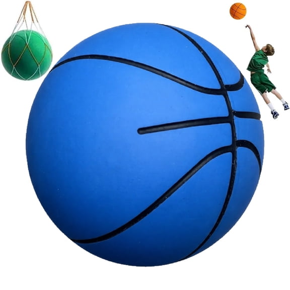 Silent Rubber Basketball for Indoor, Rapid Rebound Without Deformation, Wear-Resistant and Slip-Resistant, House Training Basketball for Home Practice and Beginners(Dark Blue)
