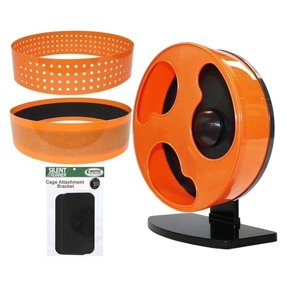 Silent Runner 12" Regular Wheel + Autoclean Track + Sandy Track + Cage Attachment - Pet Exercise Wheel Package Set - for Sugar Gliders, Female Rats, Hamsters, Mice, Small Pets