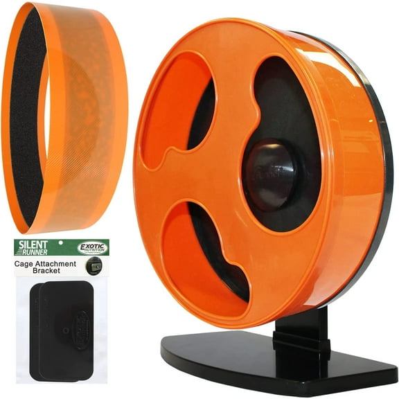 Silent Runner 12" Regular Wheel + Sandy Track + Cage Attachment - Pet Exercise Wheel Package Set - for Sugar Gliders, Female Rats, Hamsters, Mice and Other Small Pets