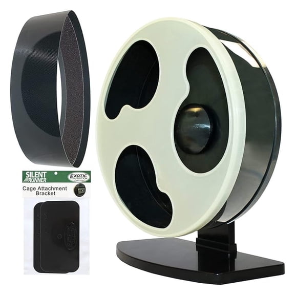 Silent Runner Glow Wheel + Sandy Track + Cage Attachment - Glow in The Dark Pet Exercise Wheel - Sugar Gliders, Hamsters, Rats, Mice, & Other Nocturnal Animals