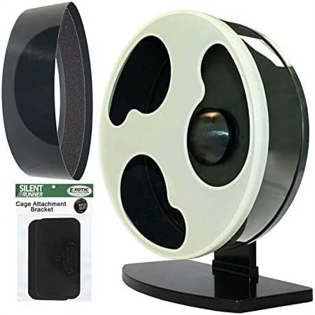 Silent Runner Glow Wheel   Sandy Track   Cage Attachment - Glow In The Dark Pet Exercise Wheel - Sugar Gliders, Hamsters, Rats, Mice, & Other Nocturnal Animals